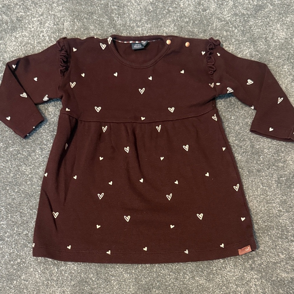 Cat & Jack Brown Dress with White Hearts